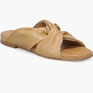 Miz Mooz Leather Flat Sandal Women’s 39 Paparazzi Tan Crisscross Square Toe